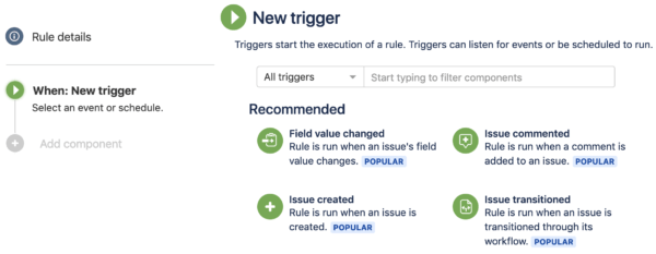 trigger در rule Automation for Jira